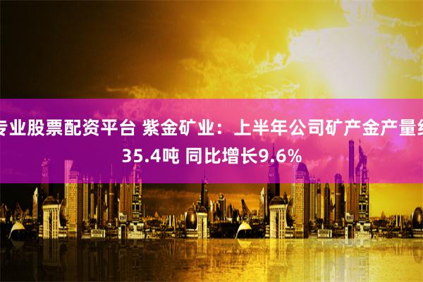 专业股票配资平台 紫金矿业：上半年公司矿产金产量约35.4吨 同比增长9.6%