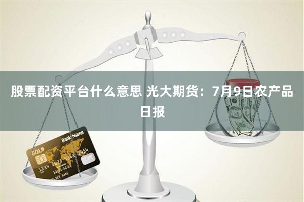 股票配资平台什么意思 光大期货：7月9日农产品日报